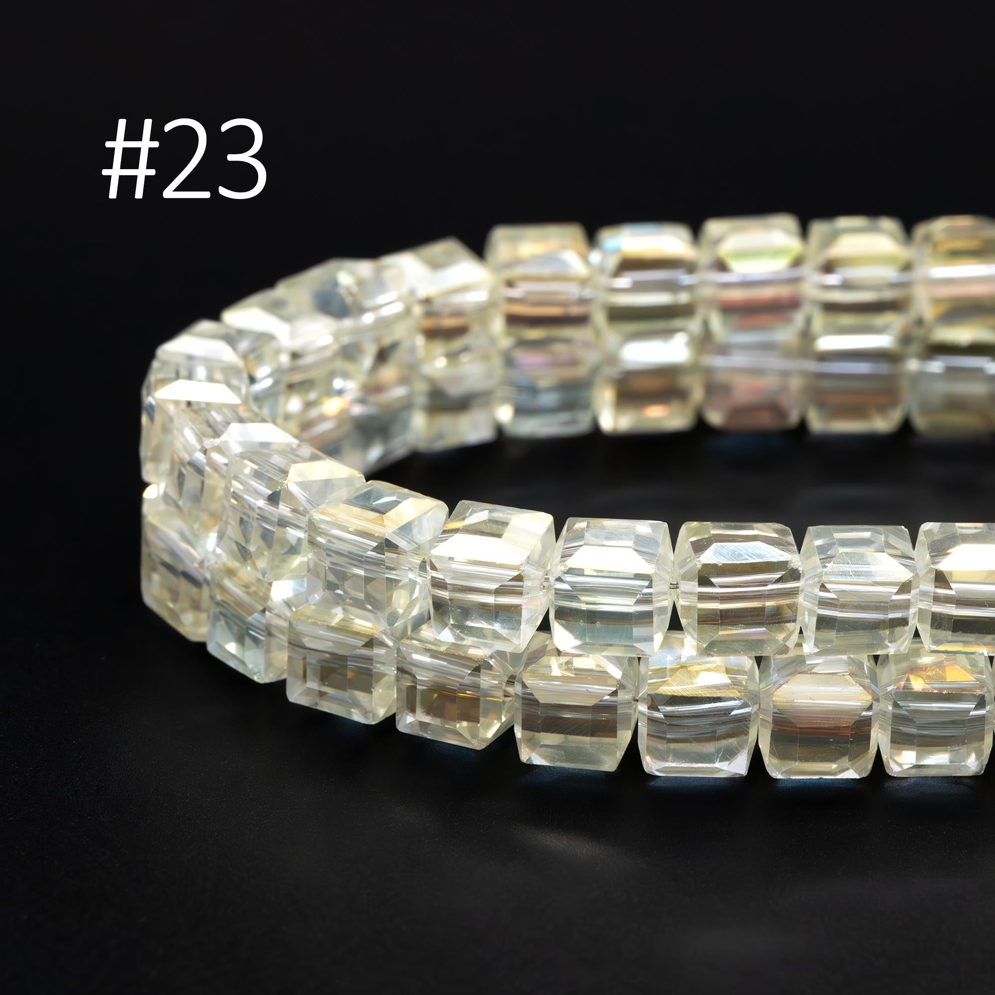 95pcs Cube Glass Crystal Faceted Beads 8mm, (#FZ-08)